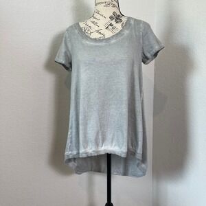 Anthropologie Letter press Tunic Top Hi-Lo Hem‎ Short Sleeve Gray Small